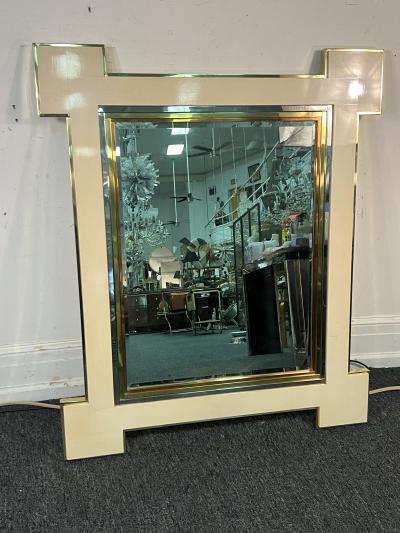 Alain Delon MODERNIST MIXED METALS MIRROR CONSOLE BY ALAIN DELON FOR MAISON JANSEN