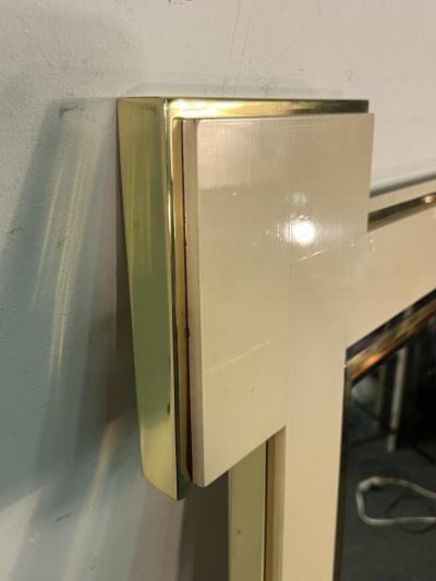 Alain Delon MODERNIST MIXED METALS MIRROR CONSOLE BY ALAIN DELON FOR MAISON JANSEN