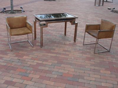 Alain Delon Rare Maison Jansen Backgammon Game Table Chairs Signed