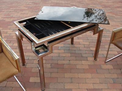 Alain Delon Rare Maison Jansen Backgammon Game Table Chairs Signed
