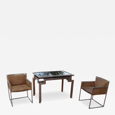 Alain Delon Rare Maison Jansen Backgammon Game Table Chairs Signed
