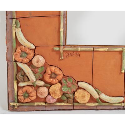 Alain Girel Magnificent Ceramic Mirror by Alain Girel for Hermes