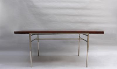 Alain Richard FINE FRENCH 1950S EXTENDABLE CHROME AND ROSEWOOD TABLE BY ALAIN RICHARD