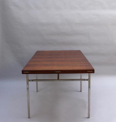 Alain Richard FINE FRENCH 1950S EXTENDABLE CHROME AND ROSEWOOD TABLE BY ALAIN RICHARD