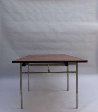 Alain Richard FINE FRENCH 1950S EXTENDABLE CHROME AND ROSEWOOD TABLE BY ALAIN RICHARD