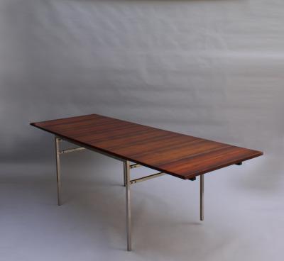 Alain Richard FINE FRENCH 1950S EXTENDABLE CHROME AND ROSEWOOD TABLE BY ALAIN RICHARD