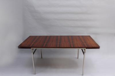 Alain Richard FINE FRENCH 1950S EXTENDABLE CHROME AND ROSEWOOD TABLE BY ALAIN RICHARD