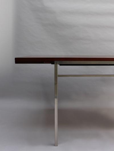 Alain Richard FINE FRENCH 1950S EXTENDABLE CHROME AND ROSEWOOD TABLE BY ALAIN RICHARD