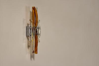 Albano Poli Albano Poli Large Wall Applique in Amber and Transparent Murano Glass