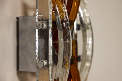 Albano Poli Albano Poli Large Wall Applique in Amber and Transparent Murano Glass