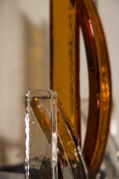 Albano Poli Albano Poli Large Wall Applique in Amber and Transparent Murano Glass