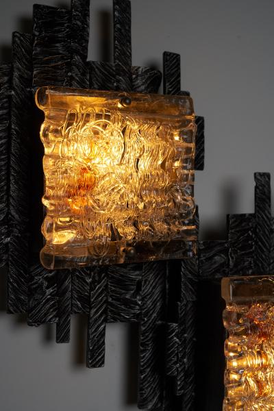 Albano Poli Albano Poli for Poliarte Brutalist Glass and Metal Wall Lamp 1970s