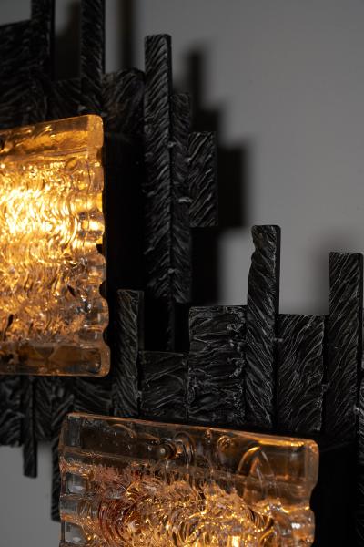 Albano Poli Albano Poli for Poliarte Brutalist Glass and Metal Wall Lamp 1970s