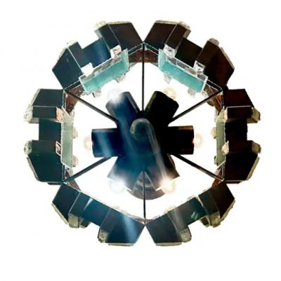 Albano Poli Albano Poli for Poliarte Hammered Murano Glass Wrought Iron Chandelier 1970s