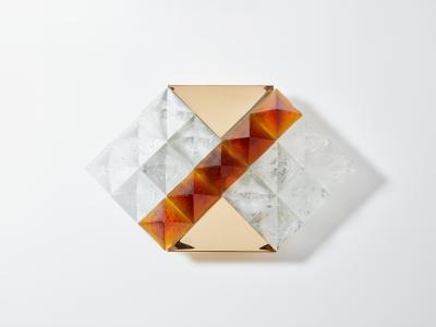 Albano Poli Albano Poli for Poliarte two tone glass and brass wall lights 1970