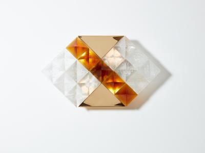 Albano Poli Albano Poli for Poliarte two tone glass and brass wall lights 1970