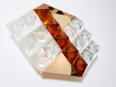 Albano Poli Albano Poli for Poliarte two tone glass and brass wall lights 1970