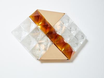 Albano Poli Albano Poli for Poliarte two tone glass and brass wall lights 1970