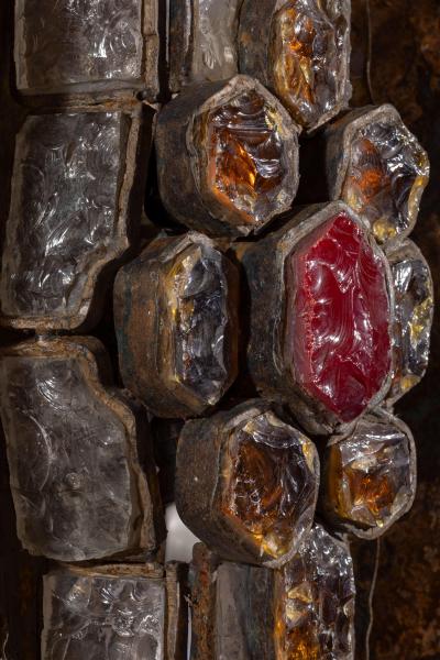 Albano Poli Albano Poli large Brutalist Wall Sconce in Metal and Crystal Poliarte 1970s