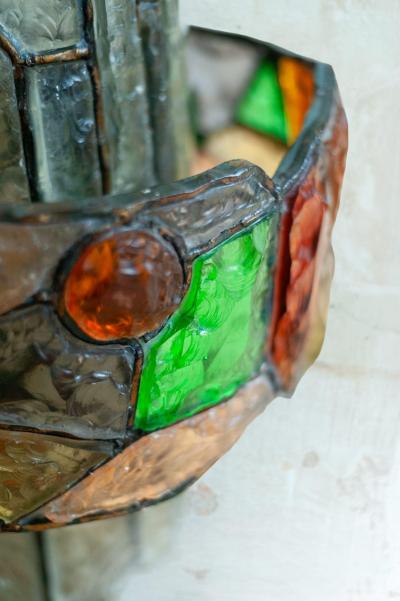 Albano Poli Colored Glass and Brass Chandelier