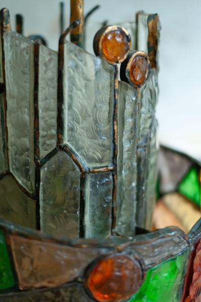 Albano Poli Colored Glass and Brass Chandelier