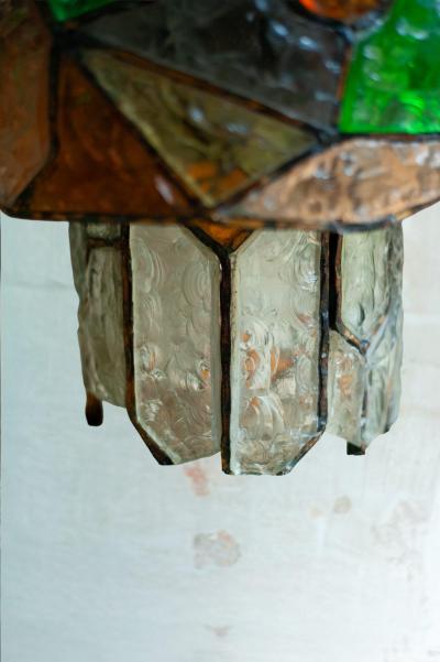 Albano Poli Colored Glass and Brass Chandelier