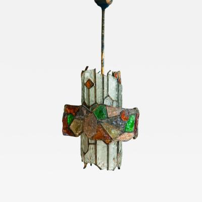 Albano Poli Colored Glass and Brass Chandelier