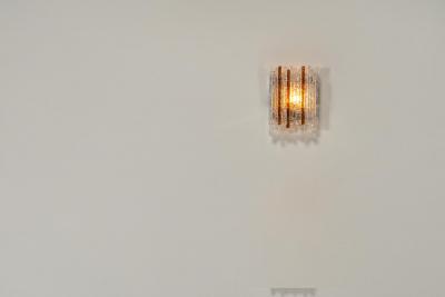 Albano Poli Poliarte Wall Applique in Cristallo and Amber Glass Italy 1970s