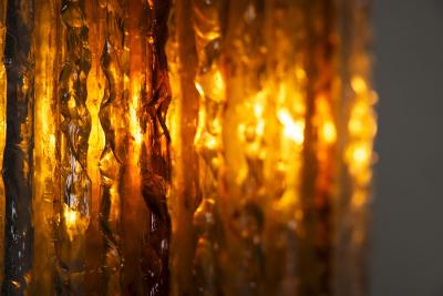 Albano Poli Poliarte Wall Applique in Cristallo and Amber Glass Italy 1970s