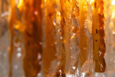 Albano Poli Poliarte Wall Applique in Cristallo and Amber Glass Italy 1970s