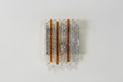 Albano Poli Poliarte Wall Applique in Cristallo and Amber Glass Italy 1970s