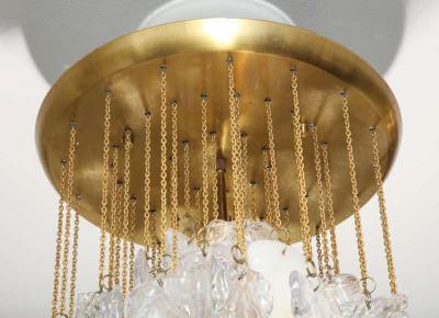 Albano Poli Vintage Albano Poli Clear Frost and Amber Poliarte Leaf Glass Chandelier