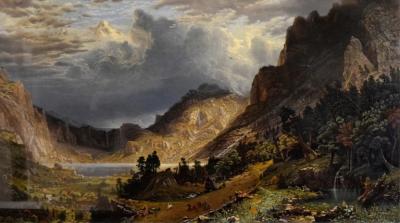 Albert Bierstadt ALBERT BIERSTADT 1830 1902 STORM IN THE ROCKY MOUNTAINS MT ROSALIE