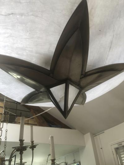 Albert Cheuret Albert Cheuret alabaster and silvered bronze 3 tier chandelier