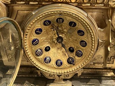 Albert Ernest Carrier Belleuse MONUMENTAL SUPERB FRENCH GILT AND PATINATED BRONZE ARTIST MODEL FIGURAL CLOCK