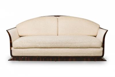 Albert Fournier Albert Fournier Macassar Ebony Veneer and Beige Mohair Upholstered Daybed