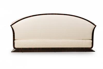 Albert Fournier Albert Fournier Macassar Ebony Veneer and Beige Mohair Upholstered Daybed