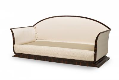 Albert Fournier Albert Fournier Macassar Ebony Veneer and Beige Mohair Upholstered Daybed
