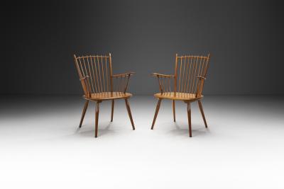 Albert Haberer Albert Haberer Cherry Wood Chairs for Hermann Fleiner Germany 1950s