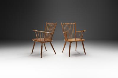 Albert Haberer Albert Haberer Cherry Wood Chairs for Hermann Fleiner Germany 1950s