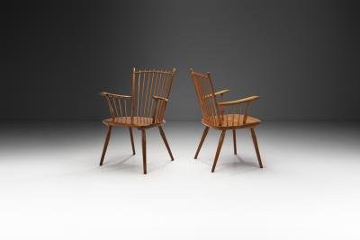 Albert Haberer Albert Haberer Cherry Wood Chairs for Hermann Fleiner Germany 1950s