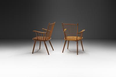Albert Haberer Albert Haberer Cherry Wood Chairs for Hermann Fleiner Germany 1950s