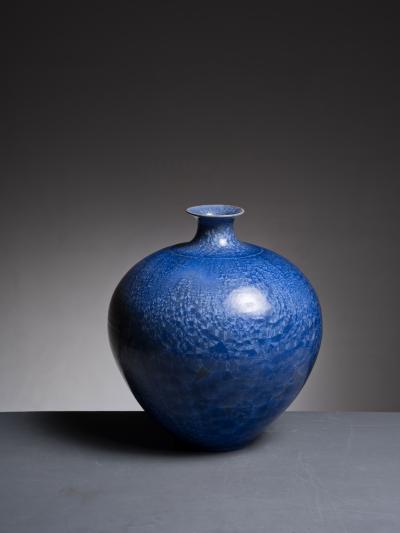 Albert Kiessling Set of 3 Albert Kiessling blue crystalline ceramic vases
