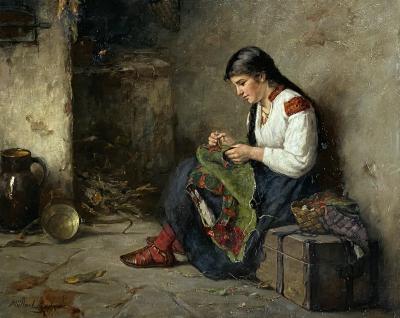 Albert Muller Lingke A Girl Mending 