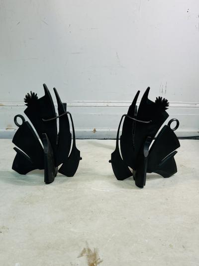 Albert Paley IMPORTANT POST MODERN ABSTRACT ANDIRONS BY ALBERT PALEY