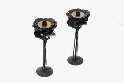 Albert Paley Pair of Albert Paley Blossom Candlesticks