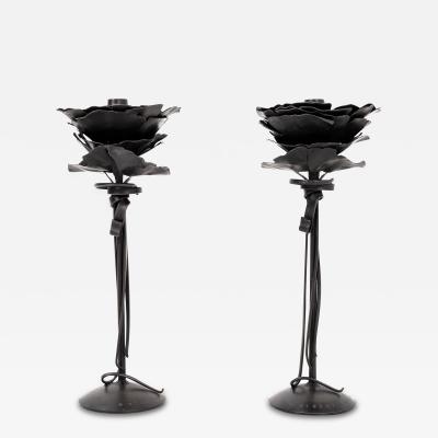 Albert Paley Pair of Albert Paley Blossom Candlesticks