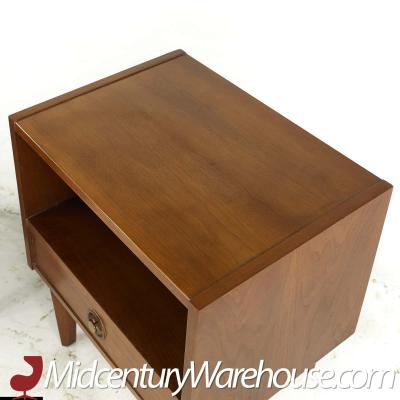 Albert Parvin Albert Parvin for American of Martinsville Walnut and Brass Nightstands Pair