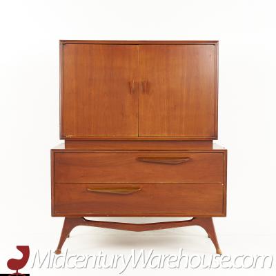 Albert Parvin Style Mid Century Walnut Gentlemans Highboy Dresser