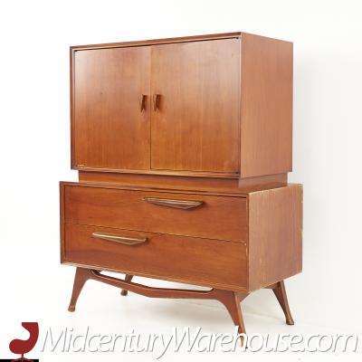 Albert Parvin Style Mid Century Walnut Gentlemans Highboy Dresser